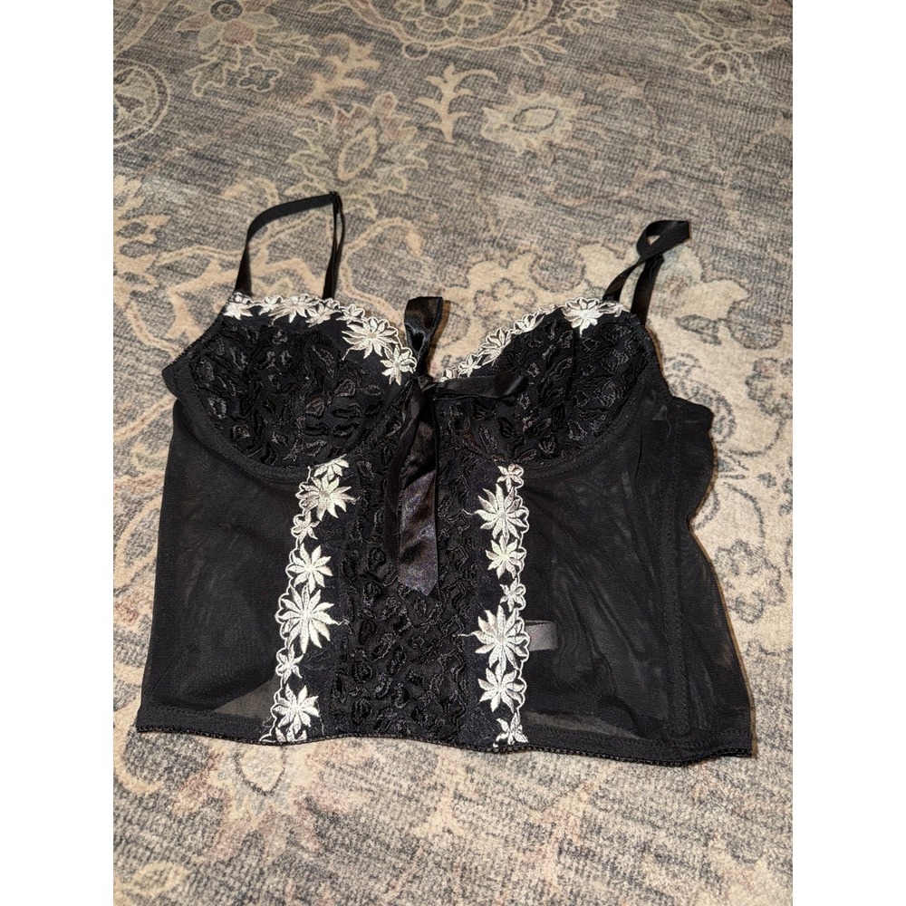 Donna L'oren Gold Label Bustier Corset Top Black White Lace Feminine